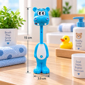 Adore Kids Pop Up Toothbrush with Safety Head Attractive Character - Blue Hippo