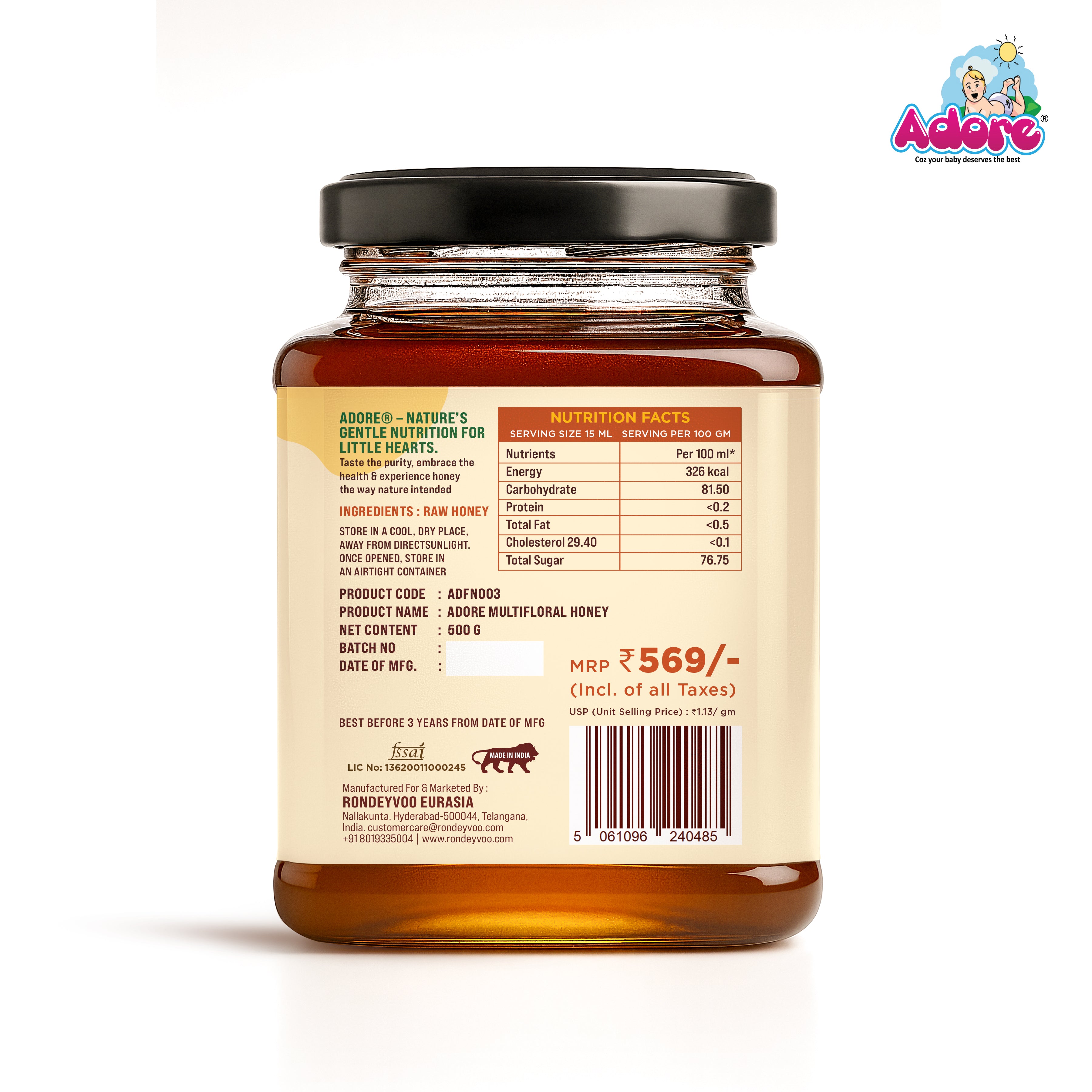 Adore Pure & Premium Himalayan Multifloral Honey- 500g
