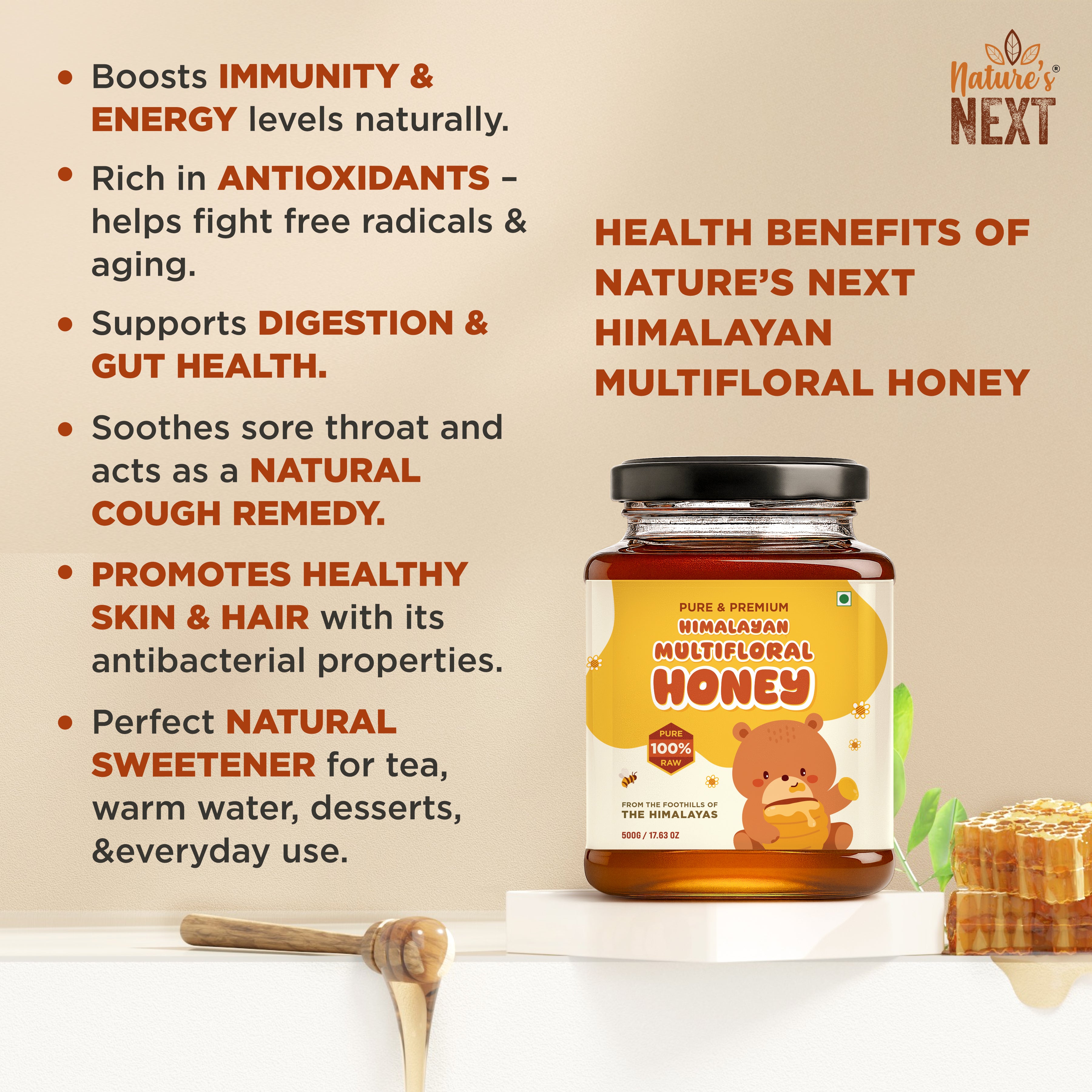 Nature's Next Pure & Premium Himalayan Multiflora Honey - 500 Grams