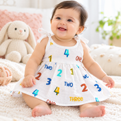 Adore Little Blossom- Pure Muslin Cotton Baby Tie-Knot Frock- Pack of 3-Numbers-3-6 Months