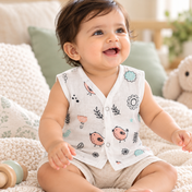 Adore Tiny Comfort 100% Pure Muslin Cotton Baby Jabla with Snap Buttons, Pack of 3, 9–12 Months-Bird