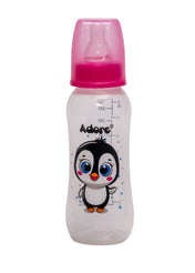 Adore Jungle Bay 2 Stage Narrow Neck Feeding Bottle - 250ml - Pink Penguin