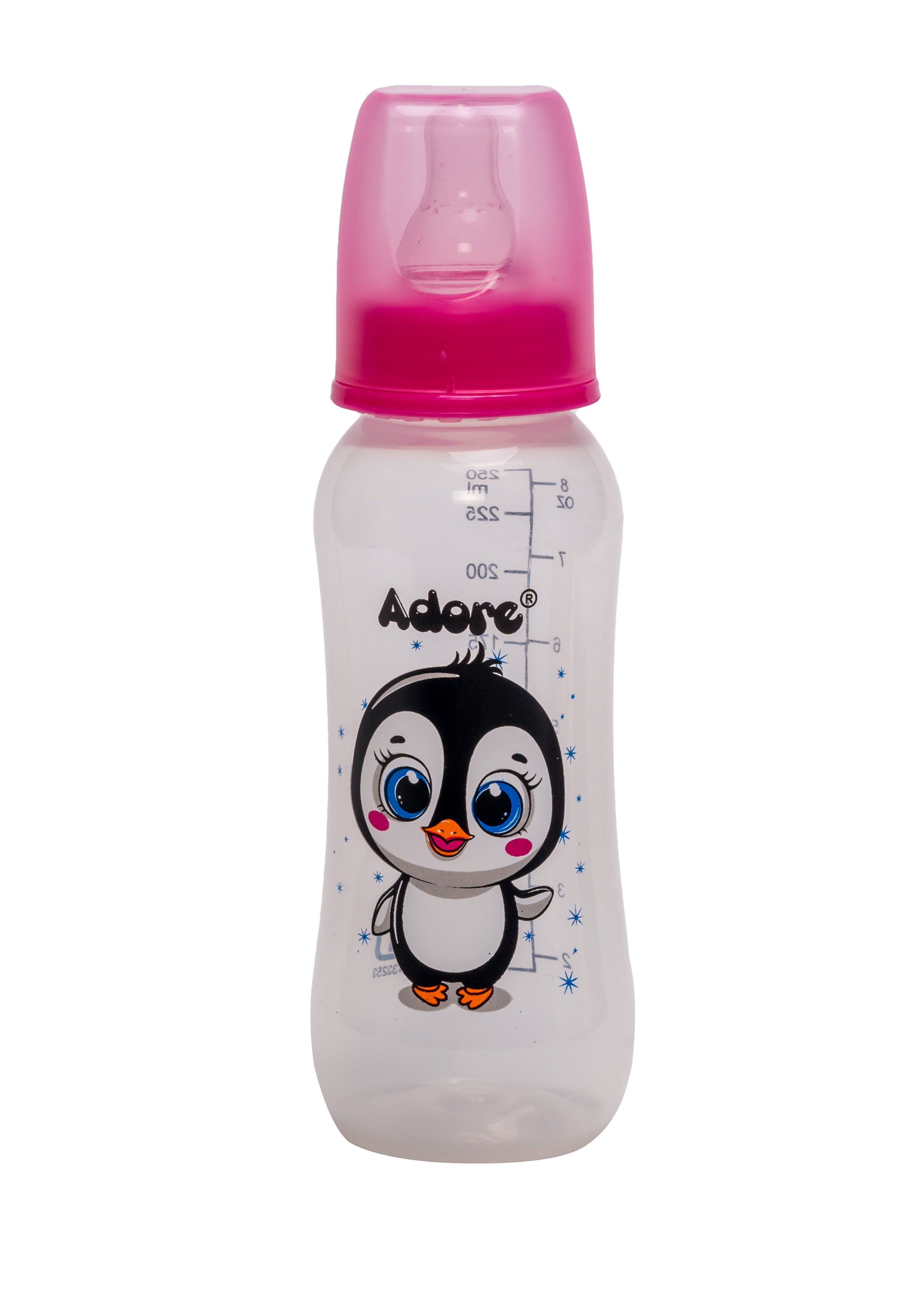 Adore Jungle Bay 2 Stage Narrow Neck Feeding Bottle - 250ml - Pink Penguin