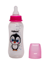 Adore Jungle Bay 2 Stage Narrow Neck Feeding Bottle - 250ml - Pink Penguin