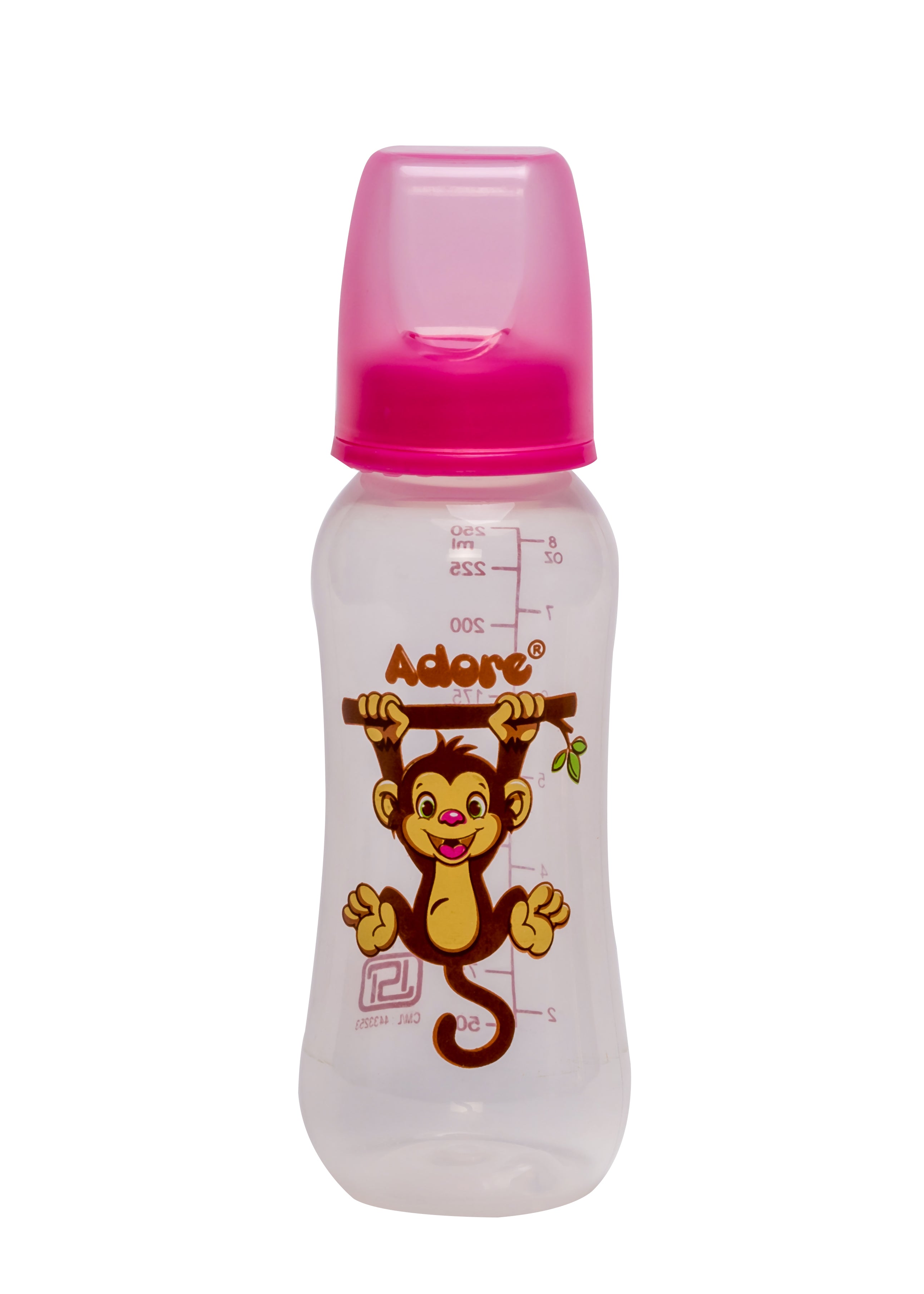 Adore Jungle Bay 2 Stage Narrow Neck Feeding Bottle - 250ml - Pink Monkey