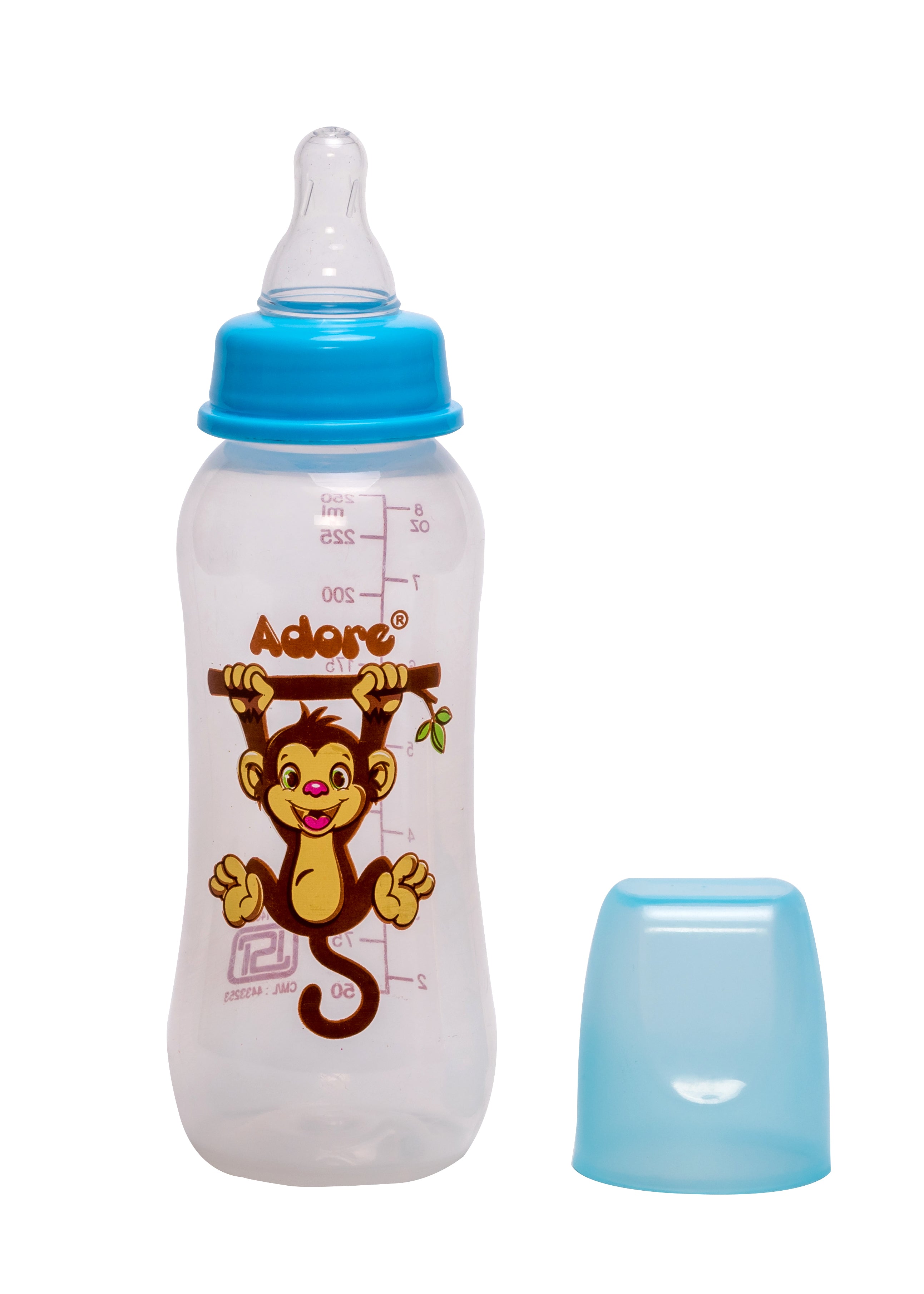 Adore Jungle Bay 2 Stage Narrow Neck Feeding Bottle - 250ml - Blue Monkey