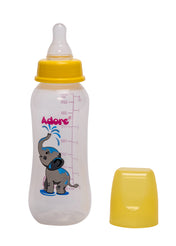 Adore Jungle Bay 2 Stage Narrow Neck Feeding Bottle - 250ml - Yellow Elephant