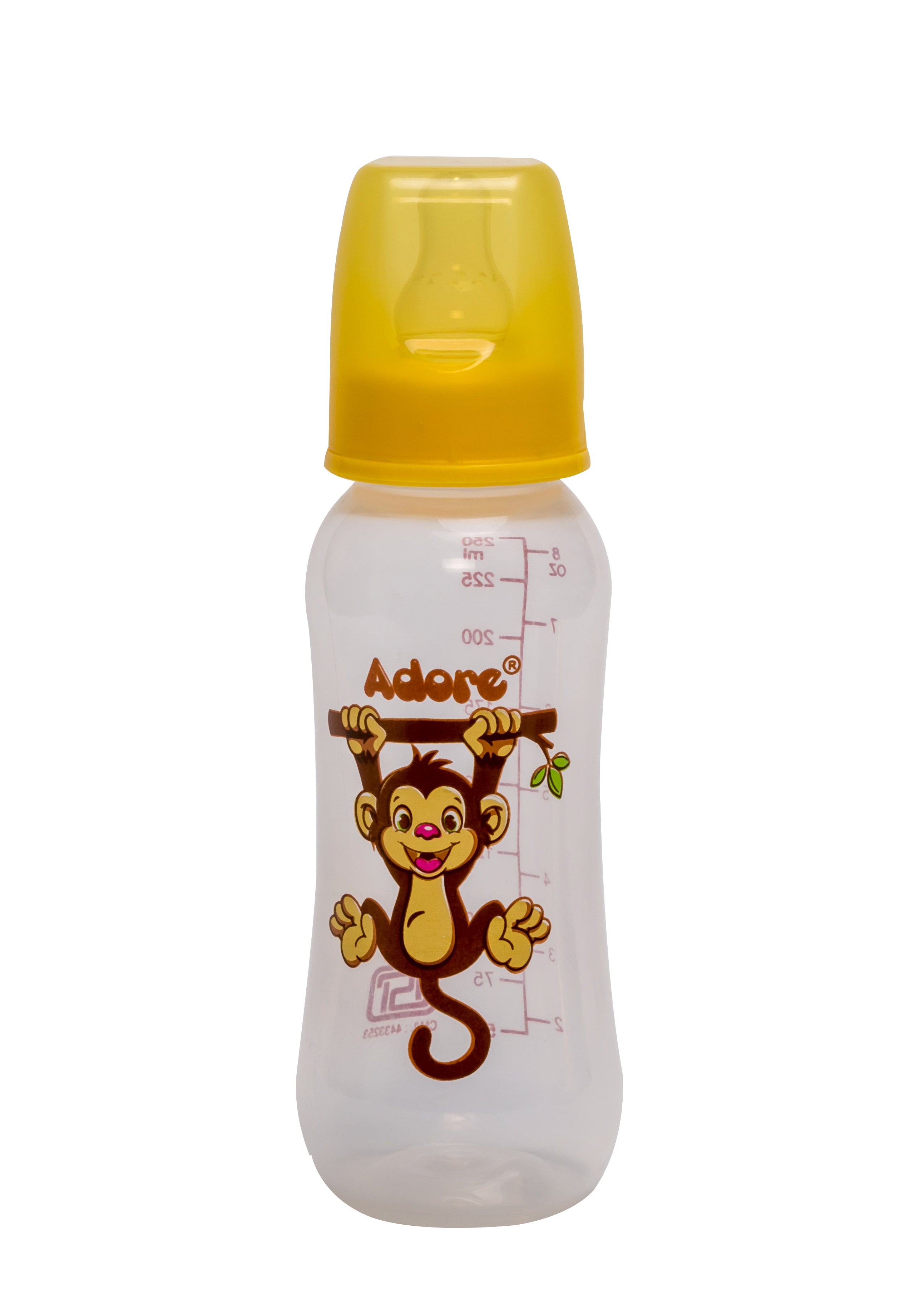 Adore Jungle Bay 2 Stage Narrow Neck Feeding Bottle - 250ml - Yellow Monkey