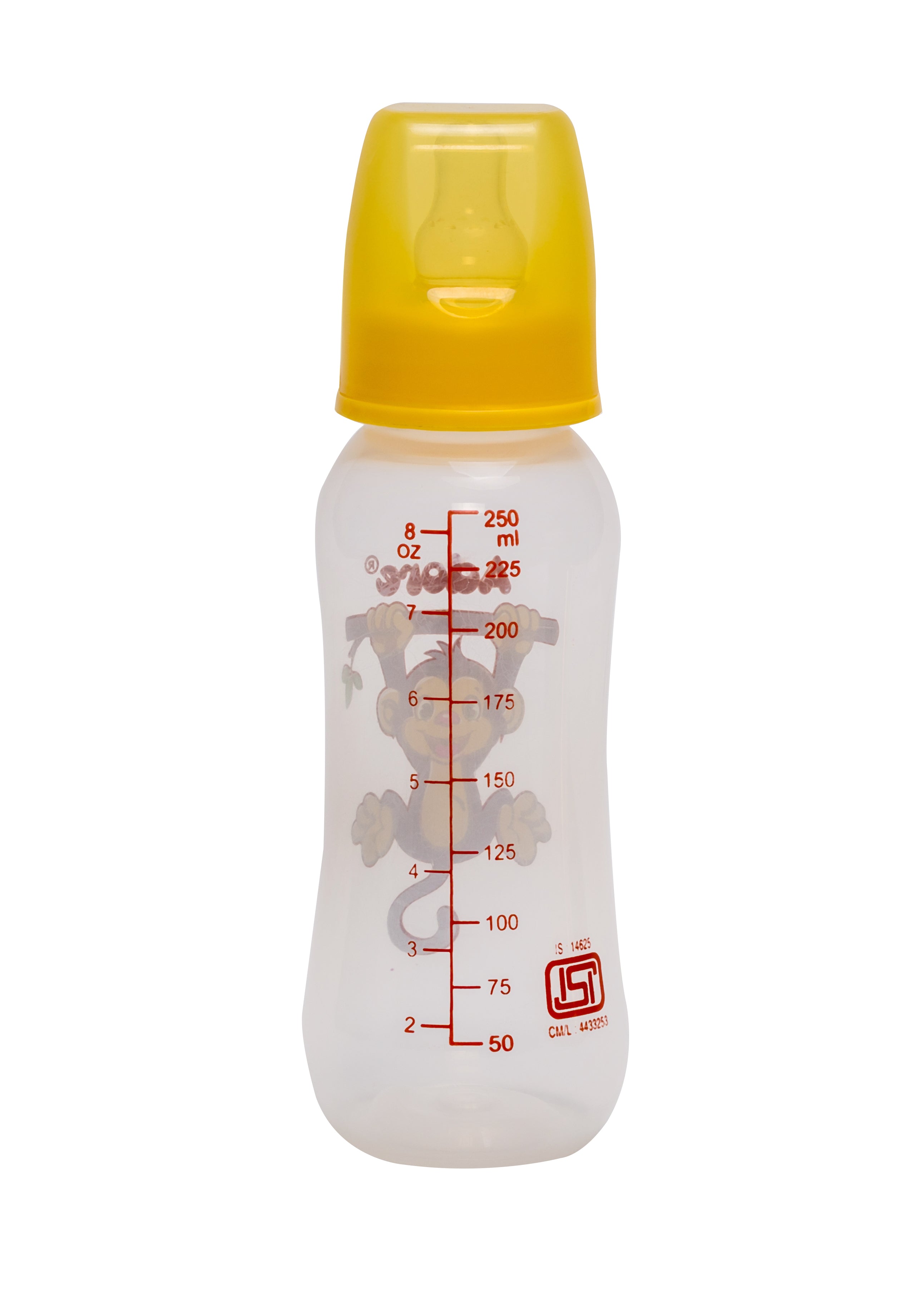 Adore Jungle Bay 2 Stage Narrow Neck Feeding Bottle - 250ml - Yellow Monkey