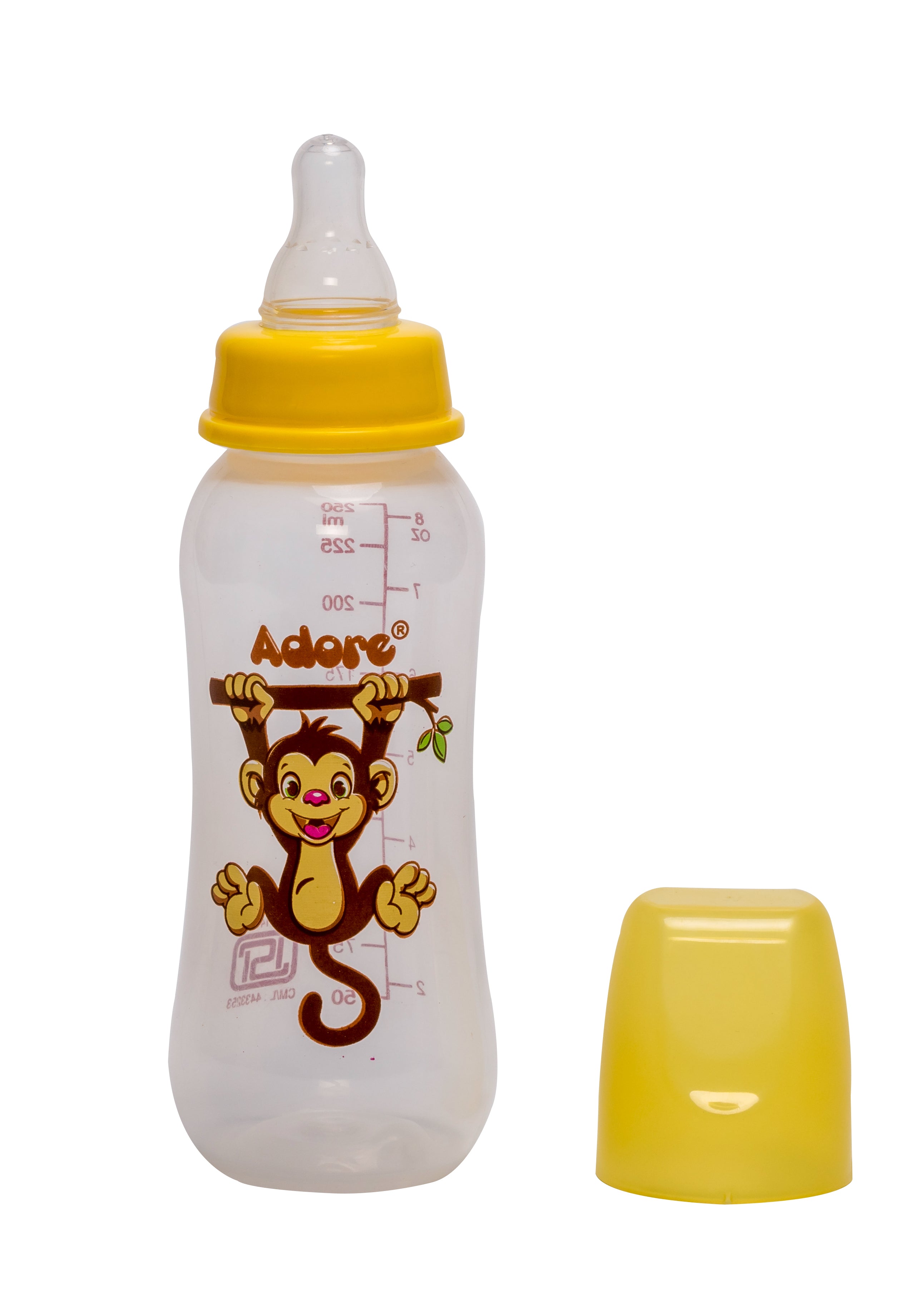 Adore Jungle Bay 2 Stage Narrow Neck Feeding Bottle - 250ml - Yellow Monkey