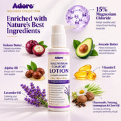 Adore Wellness Collection Magnesium Comfort Lotion With Lavender & Botanical Extracts-15% Magnesium Lotion | Muscle Relaxation, Cramps Relief & Better Sleep | Dermatologically Tested | 200ml - Pack of 2