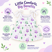 Adore Little Blossom- Pure Muslin Cotton Baby Tie-Knot Frock- Pack of 3-Owl -0-3 Months