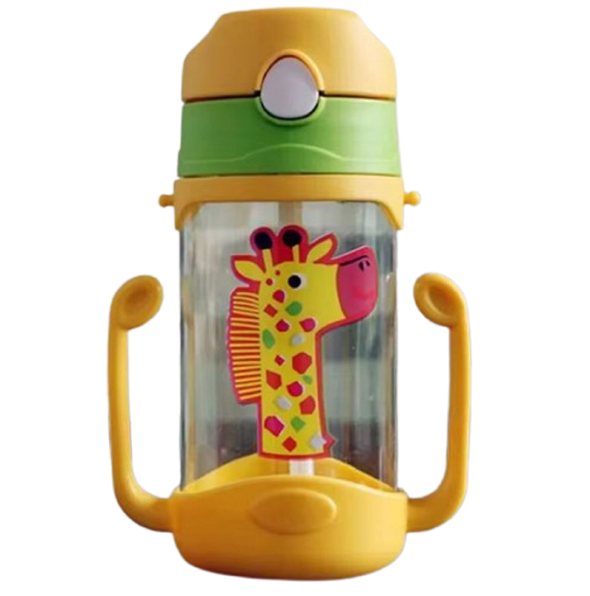 Adore JAFFA Lion Themed U Handle Straw Sipper with Adjustable Strap - 400ml Yellow