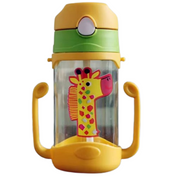 Adore JAFFA Lion Themed U Handle Straw Sipper with Adjustable Strap - 400ml Yellow
