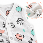 Adore Tiny Comfort 100% Pure Muslin Cotton Baby Jabla with Snap Buttons, Pack of 3, 9–12 Months-Bird
