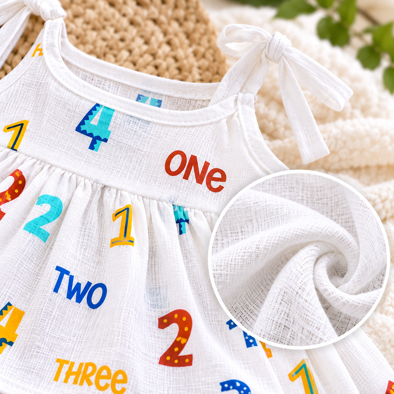 Adore Little Blossom- Pure Muslin Cotton Baby Tie-Knot Frock- Pack of 3-Numbers-3-6 Months