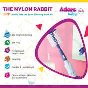 Adore The Nylon Rabbit Bottle Cleaning Brush Kit - Blue