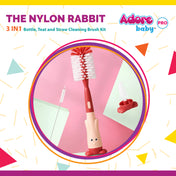 Adore The Nylon Rabbit Bottle Cleaning Brush Kit -Pink