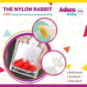 Adore The Nylon Rabbit Bottle Cleaning Brush Kit - Blue