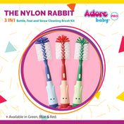 Adore The Nylon Rabbit Bottle Cleaning Brush Kit - Blue