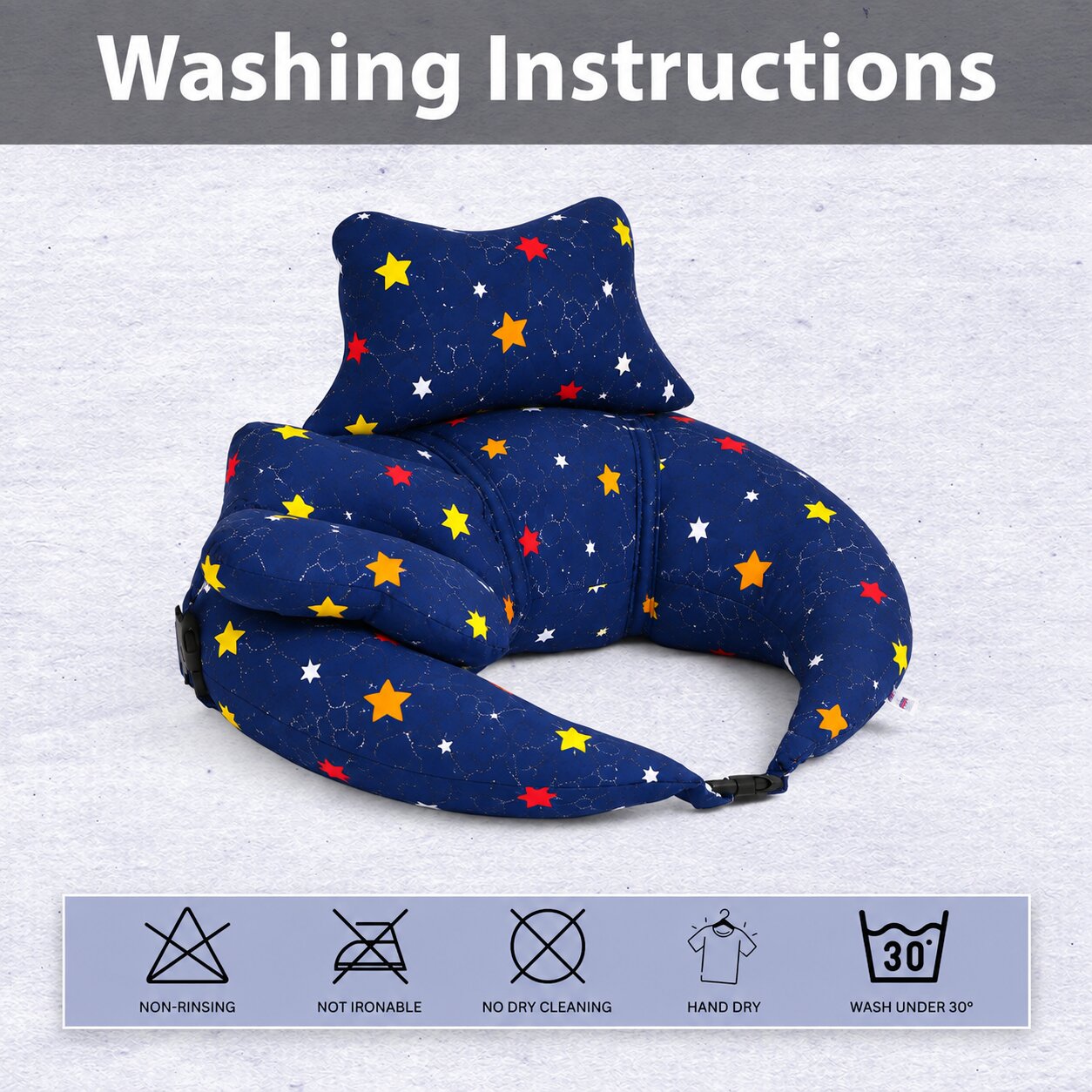 Adore Feedero! Baby Multipurpose Feeding Pillow with Fence Protection and Adjustable Belt-Navy Blue