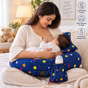 Adore Feedero! Baby Multipurpose Feeding Pillow with Fence Protection and Adjustable Belt-Navy Blue