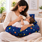 Adore Feedero! Baby Multipurpose Feeding Pillow with Fence Protection and Adjustable Belt-Navy Blue