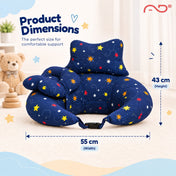Adore Feedero! Baby Multipurpose Feeding Pillow with Fence Protection and Adjustable Belt-Navy Blue