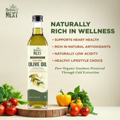 Nature’s Next Pure & Premium Cold Pressed Organic Extra Virgin Olive Oil- Glass Bottle 500ml