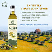 Nature’s Next Pure & Premium Cold Pressed Organic Extra Virgin Olive Oil- Glass Bottle 500ml