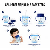 Adore Magic 360 Degree Spill Proof Sipper Cup with Handle 240 ml- Blue