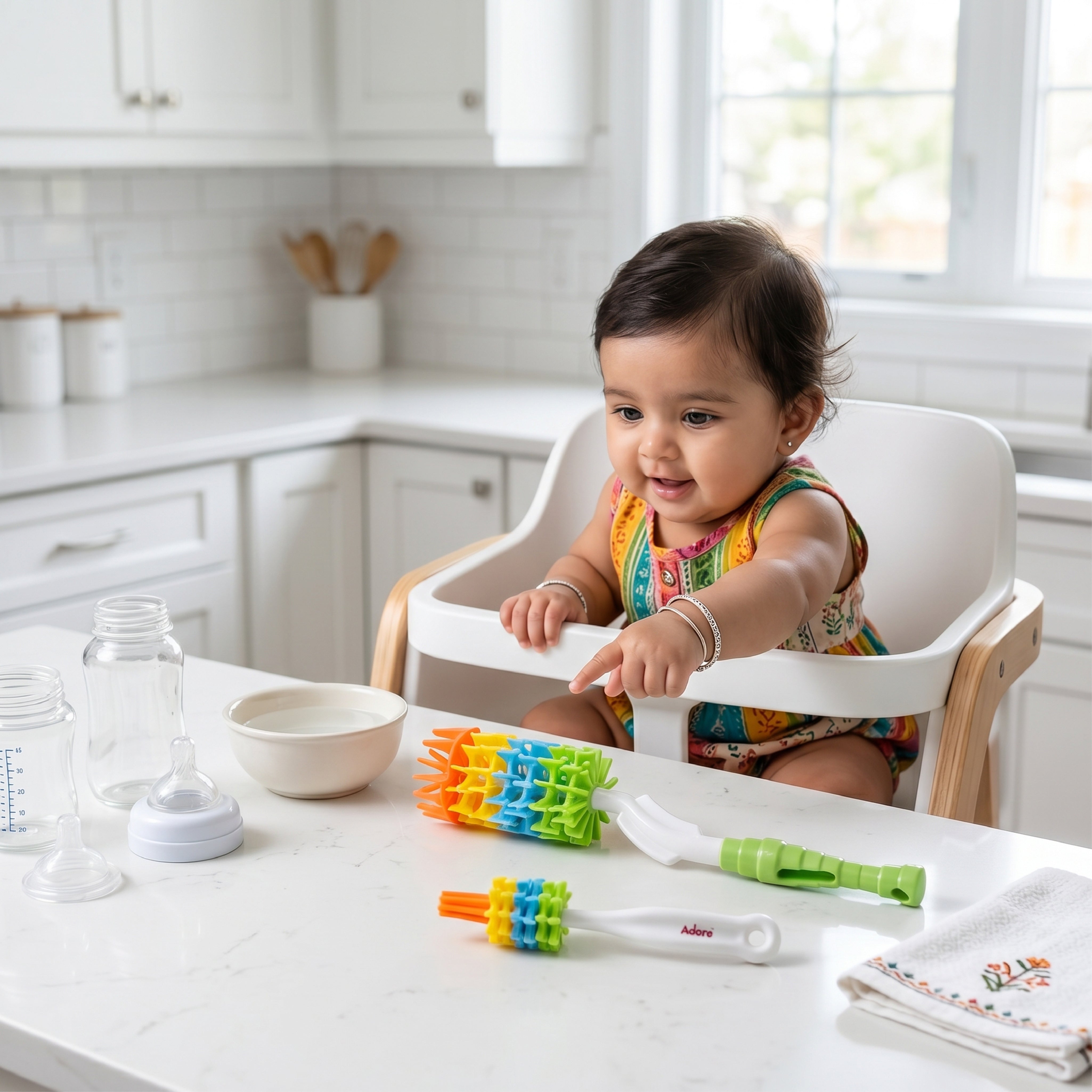 Adore Rainbow Bottle Cleaning Brush Kit - Multicolor