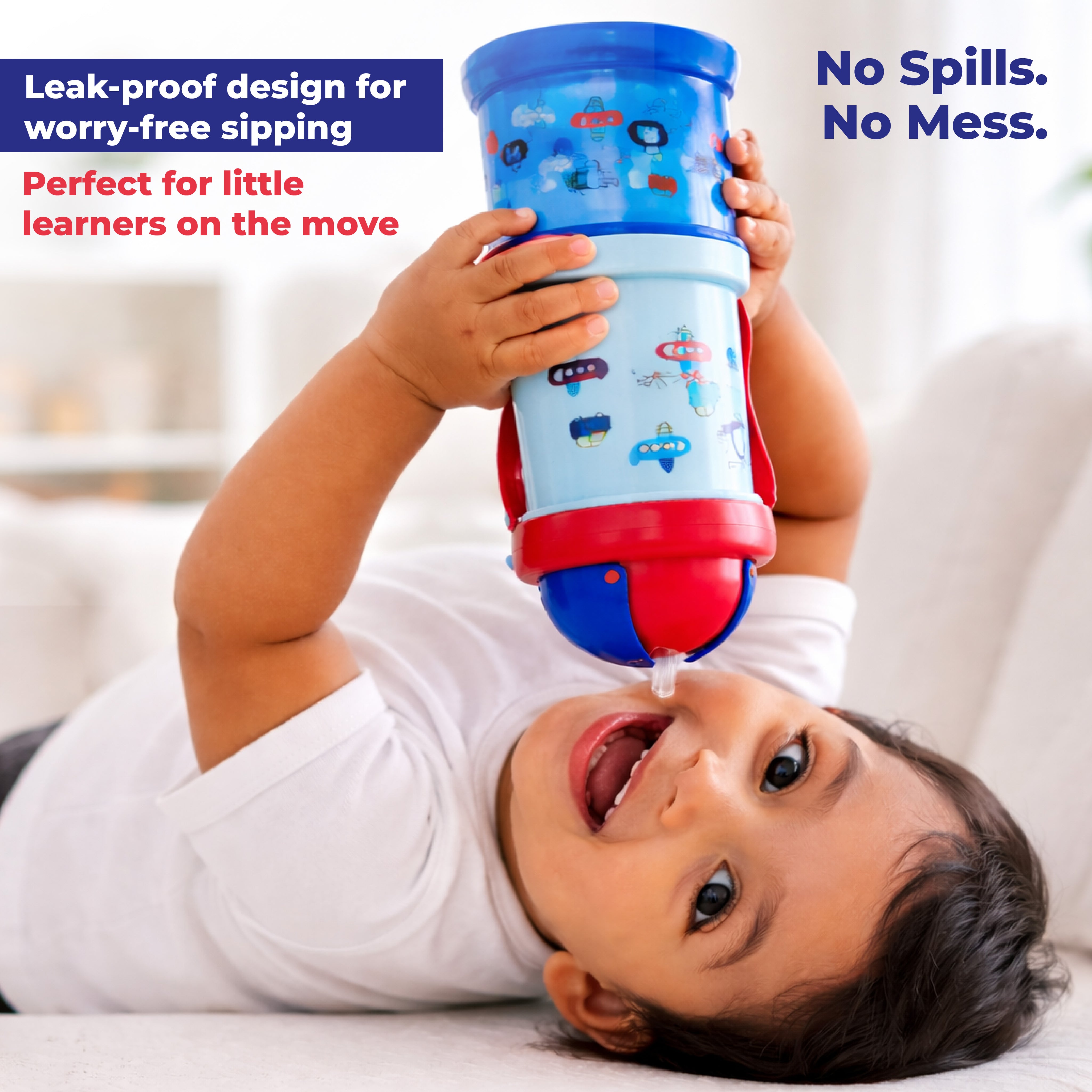 Adore Snacker Jack -The Sip 'n' Snack Bot 'n' Pot with Handle- Blue