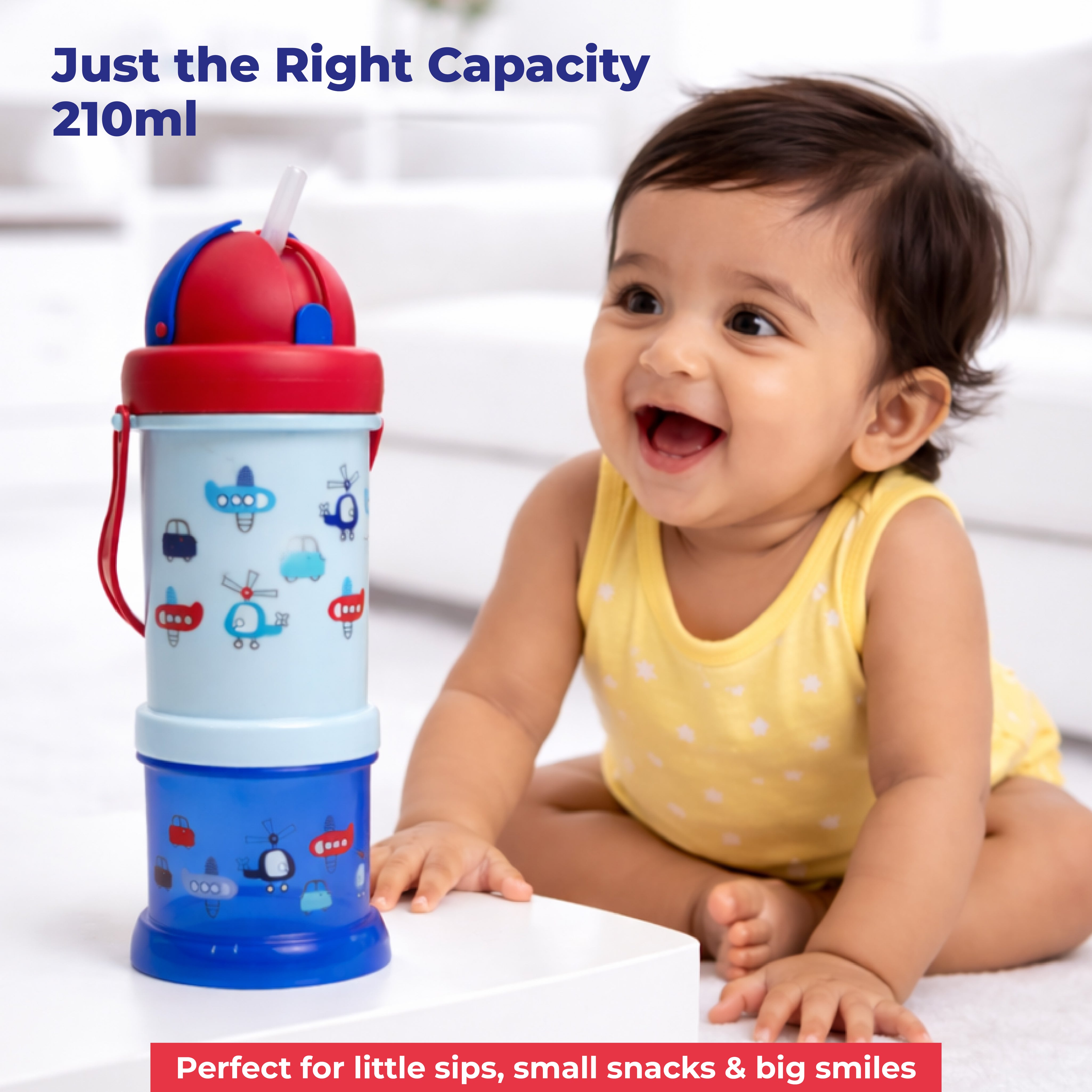 Adore Snacker Jack -The Sip 'n' Snack Bot 'n' Pot with Handle- Blue