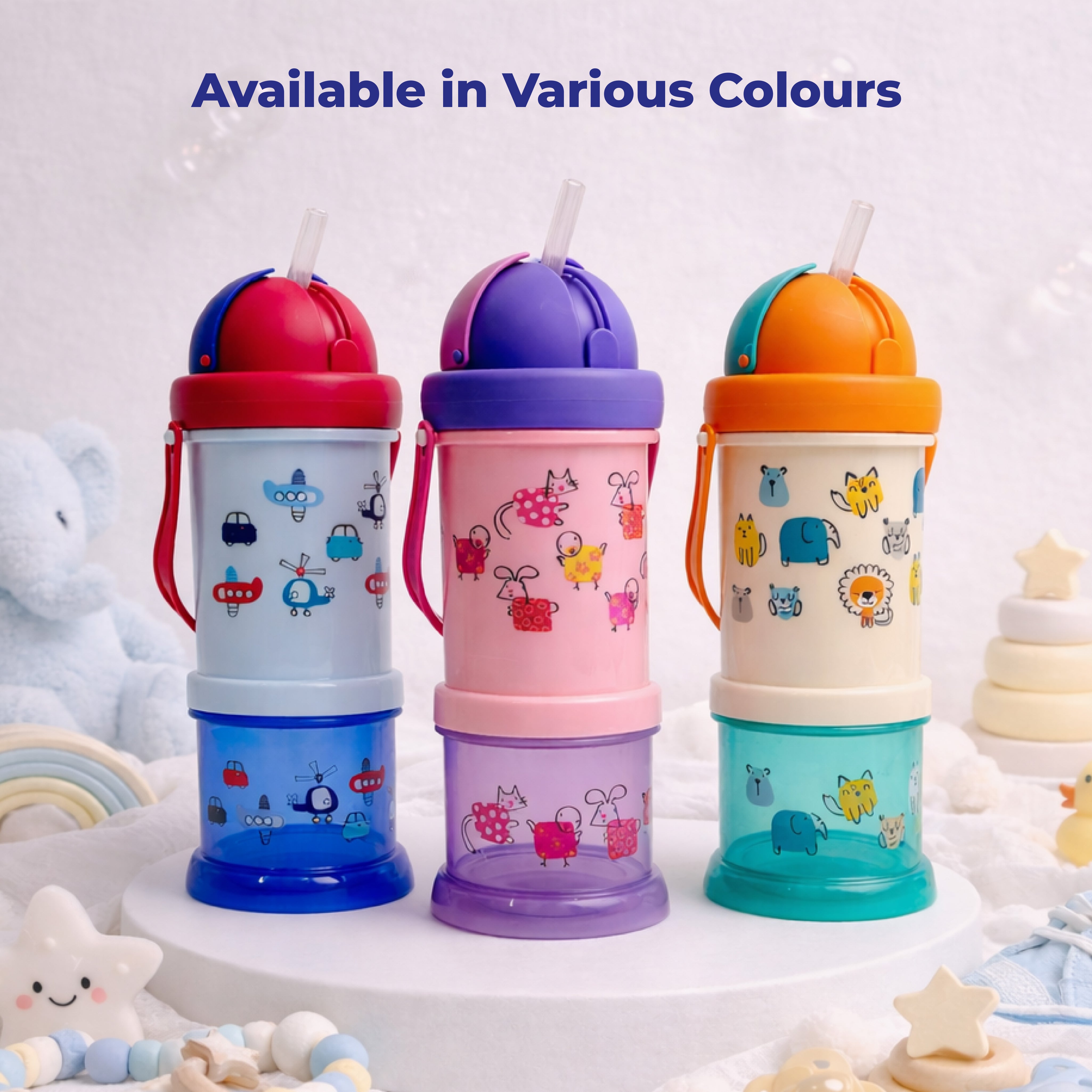 Adore Snacker Jack -The Sip 'n' Snack Bot 'n' Pot with Handle- Blue