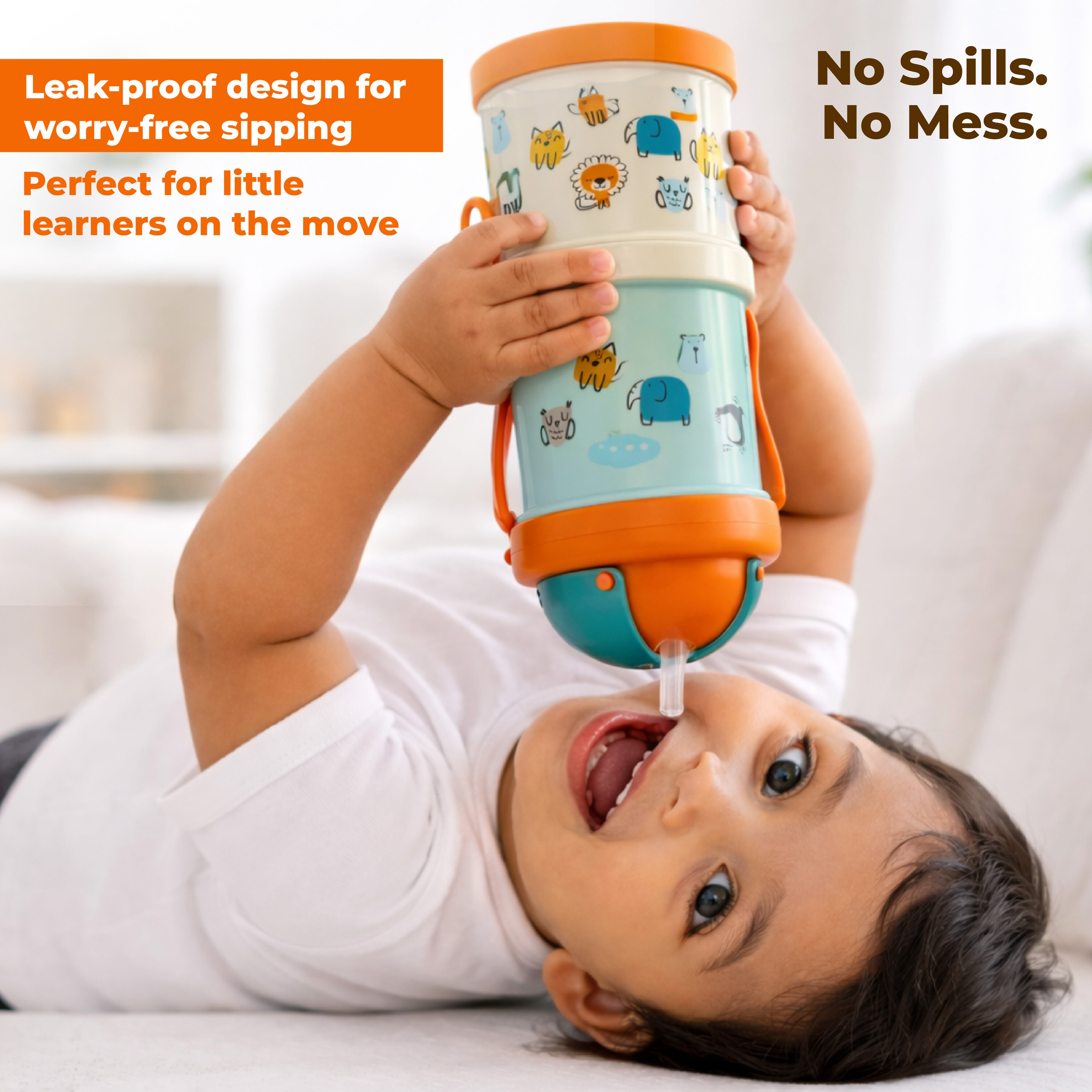 Adore Snacker Jack -The Sip 'n' Snack Bot 'n' Pot with Handle- Beige