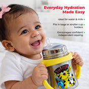 Adore Twilight Jr. 2 Stage Stainless Steel Straw Sipper with Twin Handle 150ml- Yellow