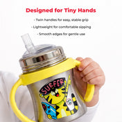Adore Twilight Jr. 2 Stage Stainless Steel Straw Sipper with Twin Handle 150ml- Yellow
