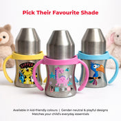 Adore Twilight Jr. 2 Stage Stainless Steel Straw Sipper with Twin Handle 150ml- Pink