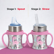 Adore Twilight Jr. 2 Stage Stainless Steel Straw Sipper with Twin Handle 150ml- Pink