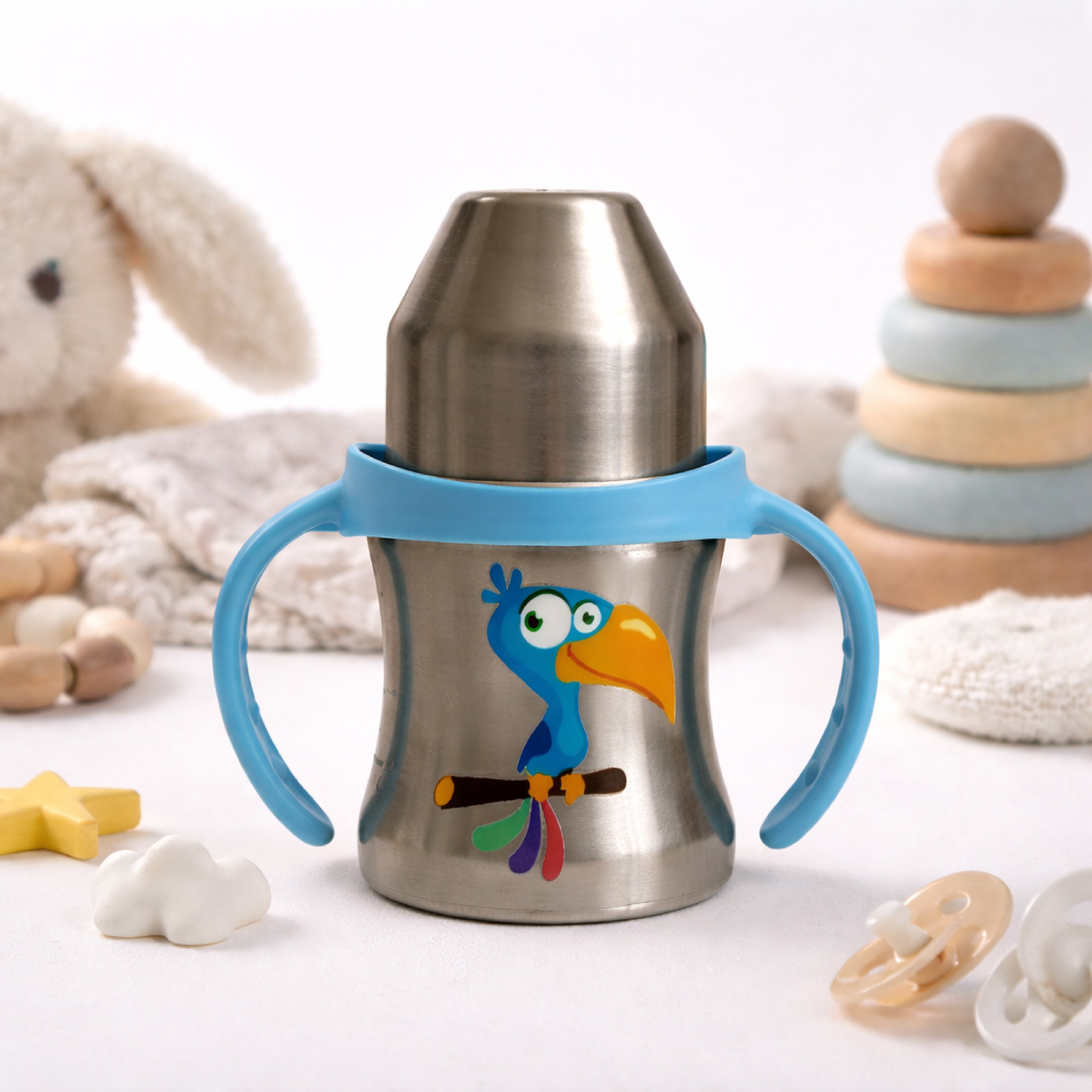 Adore Twilight Jr 2 in 1 Stainless Steel Sipper with Twin Handle 150ml- Blue