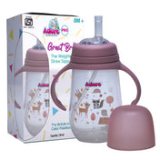 Adore Great Britain Wide Neck Straw Sipper with Gravity Ball and Twin Handle- 250ml Pink