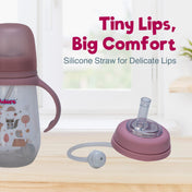 Adore Great Britain Wide Neck Straw Sipper with Gravity Ball and Twin Handle- 250ml Pink