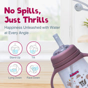 Adore Great Britain Wide Neck Straw Sipper with Gravity Ball and Twin Handle- 250ml Pink