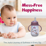 Adore Great Britain Wide Neck Straw Sipper with Gravity Ball and Twin Handle- 250ml Pink