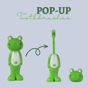 Adore Kids Pop Up Toothbrush with Safety Head Attractive Character - Green Frog