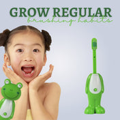 Adore Kids Pop Up Toothbrush with Safety Head Attractive Character - Green Frog