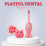 Adore Kids Pop Up Toothbrush with Safety Head Attractive Character - Pink Piggy