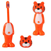 Adore Kids Pop Up Toothbrush with Safety Head Attractive Character - Orange Tiger