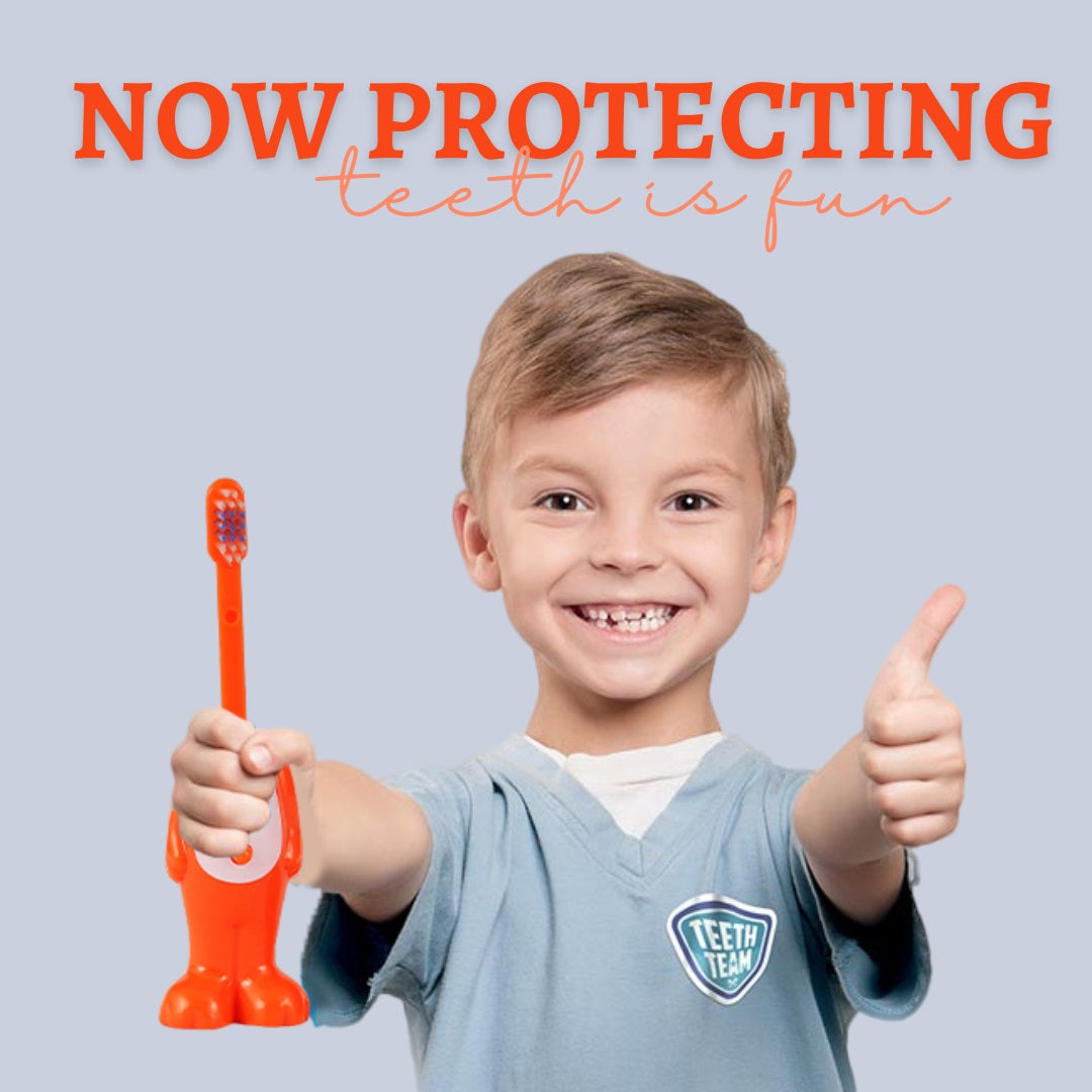 Adore Kids Pop Up Toothbrush with Safety Head Attractive Character - Orange Tiger